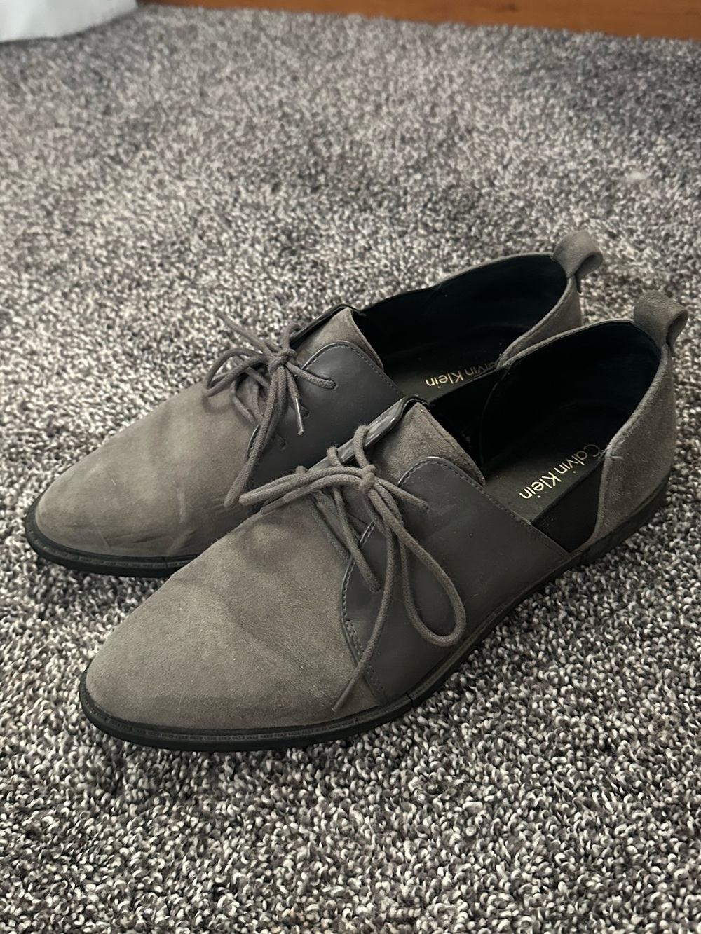 Calvin Klein Gray Suede Lace-Up Shoes